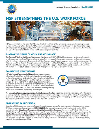 NSF Strengthening the U.S. Workforce cover page