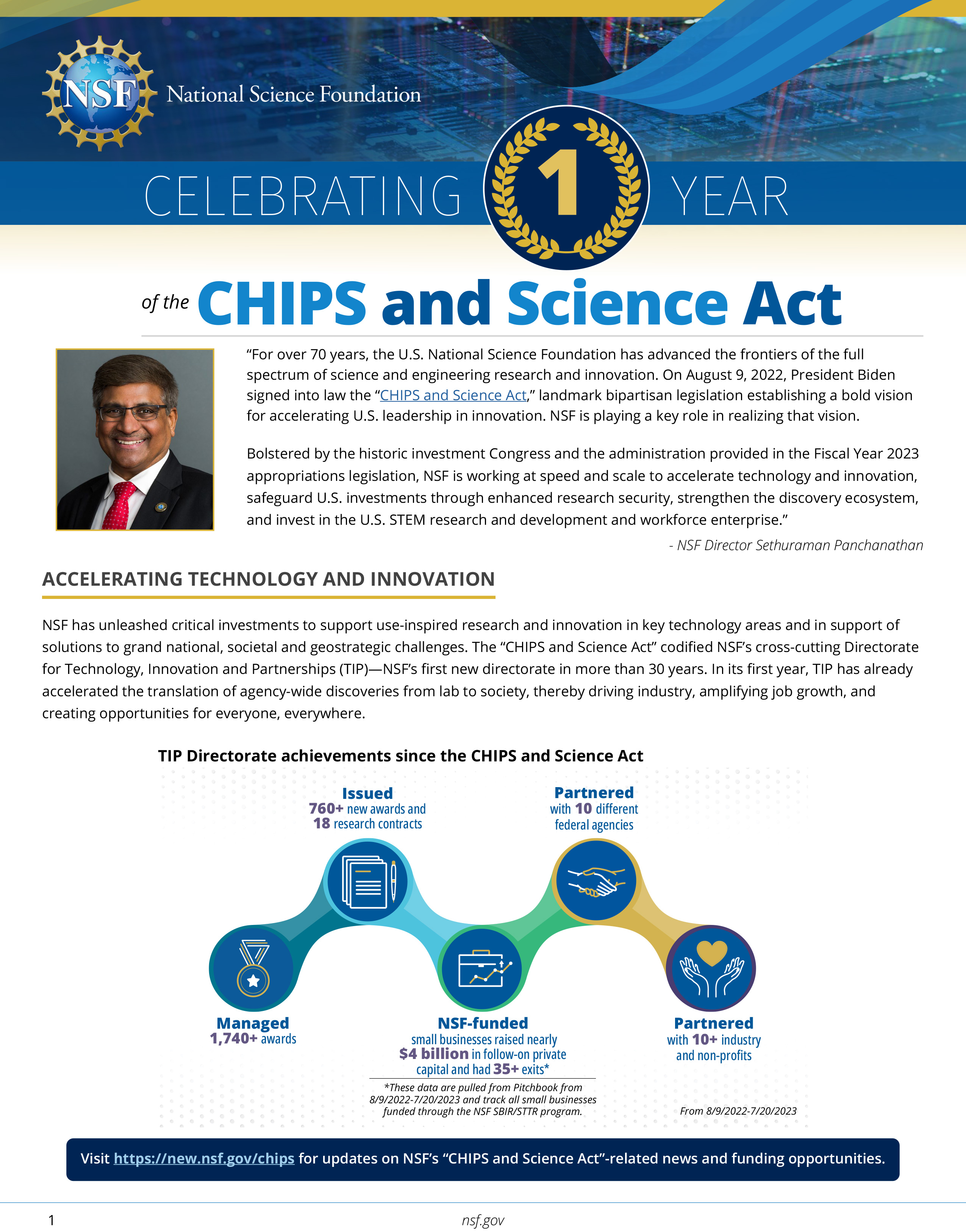 Celebrating 1 Year of the CHIPS and Science Act cover page