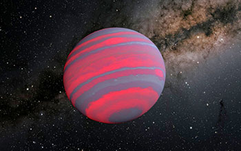 Spinning brown dwarf with narrow colored atmospheric bands