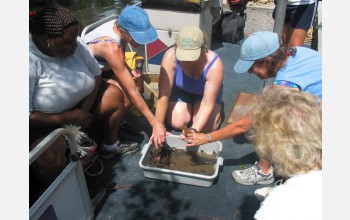 Geologist Tracy Jones explains the formation of Mobile Bay and the sediment layering.