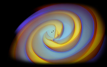 Two black holes colliding and resulting gravitational waves