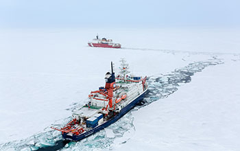 Icebreaker Polarstern and cutter Healy at North Pole