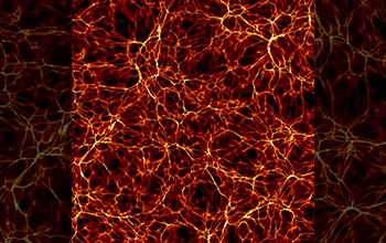 Visualization showing 550 million light-year portion of model universe