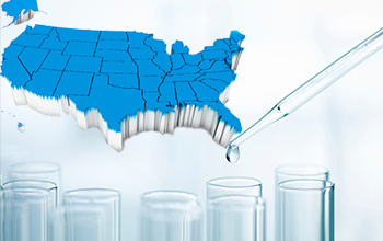 U.S. 3-d map and test tubes