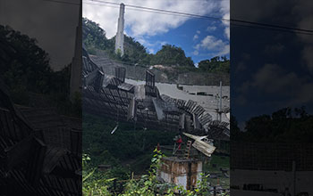 Damage to the 305-meter telescope at Arecibo Observatory