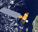 Artist's depiction of the Aura satellite orbiting above Africa