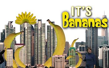 giant bananas in a city