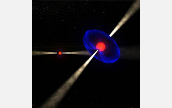 Illustration of the only known pusar-pulsar system.