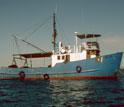 Photo of the Ugandan trawler that was used to extract cores from the bottom of Lake Victoria.