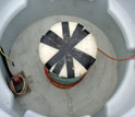 the seismometer wrapped in insulating material at the bottom of the vault.