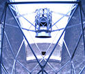 An interior view of the Keck I Telescope at the W. M. Keck Observatory in Hawaii.