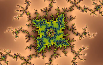 "Green Bug in Bronze" fractal, part of the Mandelbrot set