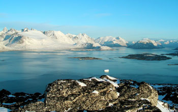 Photo of scenery from Ravnefjeldet, Nanortalik, southernmost part of Greenland.