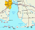 Map of the northern Gulf region showing beaches sampled by the research team.