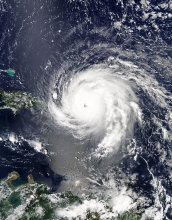 Shortly after Hurricane Harvey, Hurricane Irma headed for the U.S., here over the Virgin Islands.