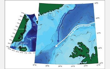 the Northern Denmark Strait showing the newly discovered deep current.