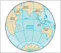 A world map showing the Indian Ocean.