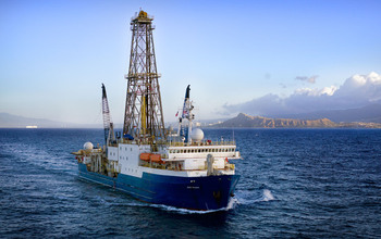 Aerial view of the drillship JOIDES Resolution.