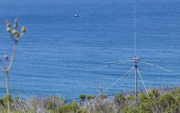 an ocean radar on the beach at Refugio State Beach, California.