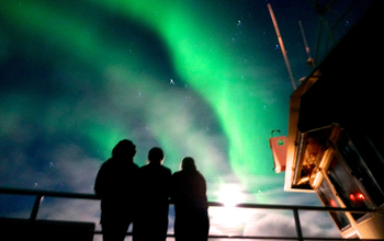 The <em>Aurora borealis</em> as seen from the deck of the R/V <em>Sikuliaq</em>
