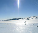 Photo of a person on the icefield.