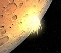 Illustration of impact after large piece of debris strikes planet