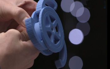 3d technology of a blue curved surface