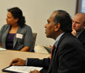 Photo of NSF Director Subra Suresh at a STEM education roundtable at Iowa State University.