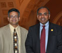 Photo of NSF Director Subra Suresh with Balaji Narasimhan, professor of engineering at Iowa State.