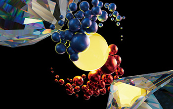 An illustration of boron arsenide crystal undergoing thermal energy transport