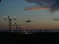 commercial airplane landing at an airport