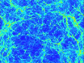 simulation results showing cosmic density field