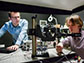 David Lindell and Matt O'Toole work in the lab