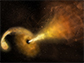 a star being shredded by the powerful gravity of a supermassive black hole