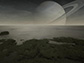 An artist's rendering of the surface of Titan, a moon of Saturn